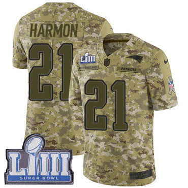 Men's New England Patriots #21 Duron Harmon Camo Nike NFL 2018 Salute to Service Super Bowl LIII Bound Limited Jersey