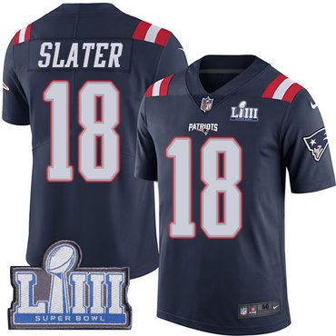 Men's New England Patriots #18 Matthew Slater Navy Blue Nike NFL Rush Vapor Untouchable Super Bowl LIII Bound Limited Jersey