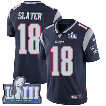 Men's New England Patriots #18 Matthew Slater Navy Blue Nike NFL Home Vapor Untouchable Super Bowl LIII Bound Limited Jersey