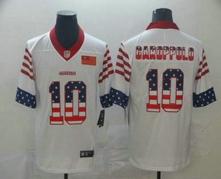 Men's San Francisco 49ers #10 Jimmy Garoppolo White Independence Day Stars Stripes Jersey