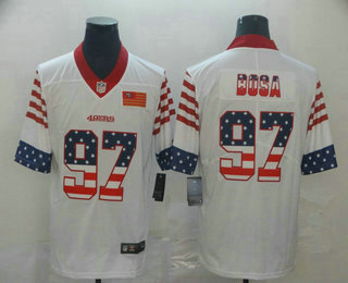 Men's San Francisco 49ers #97 Nick Bosa White Independence Day Stars Stripes Jersey