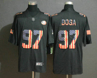 Men's San Francisco 49ers #97 Nick Bosa 2019 Black Salute To Service USA Flag Fashion Limited Jersey