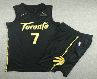 Men's Toronto Raptors #7 Kyle Lowry Black 2020 Nike City Edition Swingman Jersey With Shorts