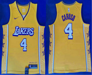 Men's Los Angeles Lakers #4 Alex Caruso Yellow 2020 Nike City Edition Swingman Jersey