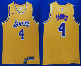 Men's Los Angeles Lakers #4 Alex Caruso 2019 Yellow Nike Swingman Stitched NBA Jersey