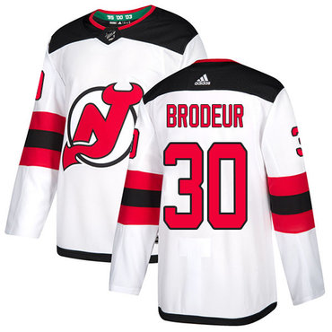 Men's Adidas New Jersey Devils #30 Martin Brodeur White Authentic Stitched NHL Jersey