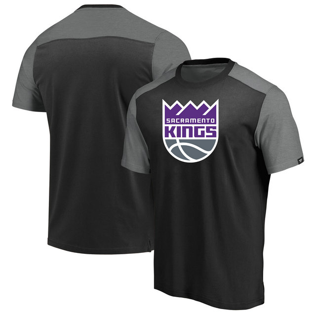 Sacramento Kings Iconic Blocked T-Shirt - BlackHeathered Gray