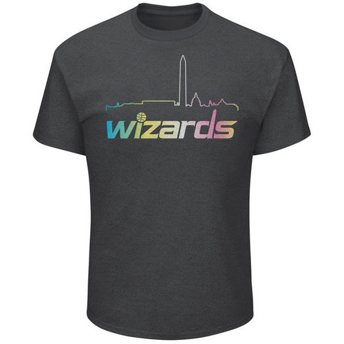 Washington Wizards Majestic Heather Charcoal Tek Patch Color Reflective Skyline T-Shirt
