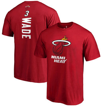 Men's Miami Heat Dwyane 3 Wade Fanatics Branded Red Backer Name & Number T-Shirt