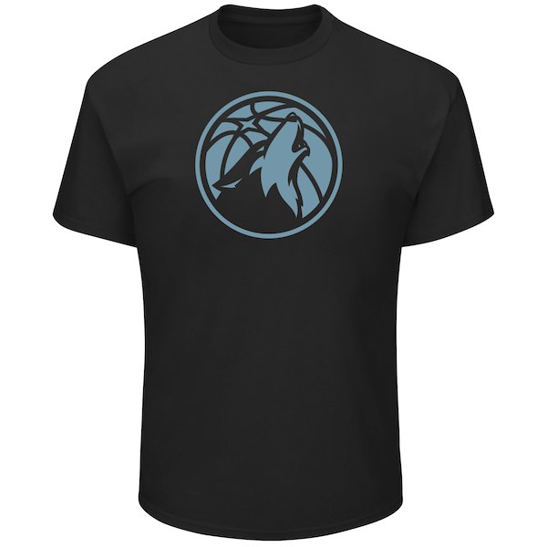 Men's Minnesota Timberwolves Majestic Black Tek Patch Reflective T-Shirt
