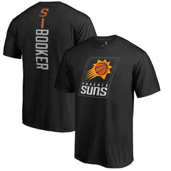 Men's Phoenix Suns 1 Devin Booker Fanatics Branded Black Backer Name & Number T-Shirt