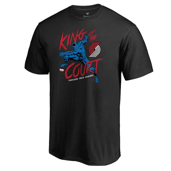 Men's Portland Trail Blazers Fanatics Branded Black Marvel Black Panther King of the Court T-Shirt