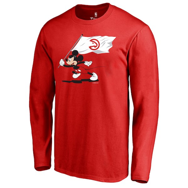Men's Atlanta Hawks Fanatics Branded Red Disney Fly Your Flag Long Sleeve T-Shirt