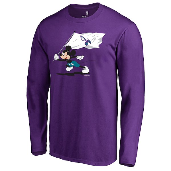 Men's Charlotte Hornets Fanatics Branded Purple Disney Fly Your Flag Long Sleeve T-Shirt