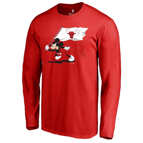 Men's Chicago Bulls Fanatics Branded Red Disney Fly Your Flag Long Sleeve T-Shirt
