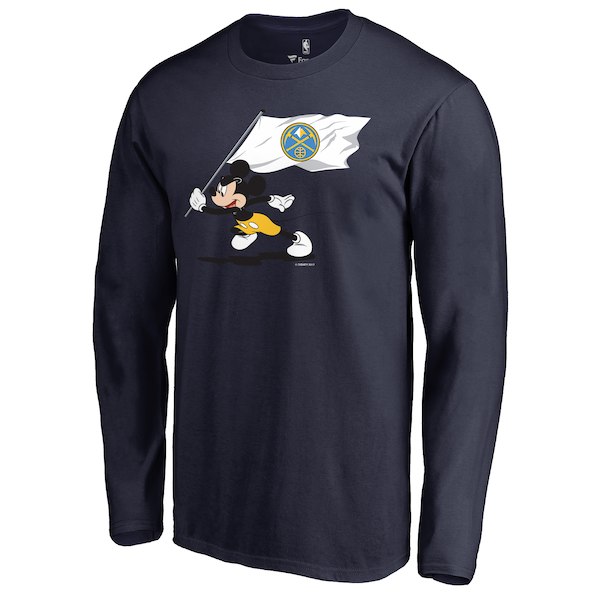 Men's Denver Nuggets Fanatics Branded Navy Disney Fly Your Flag Long Sleeve T-Shirt