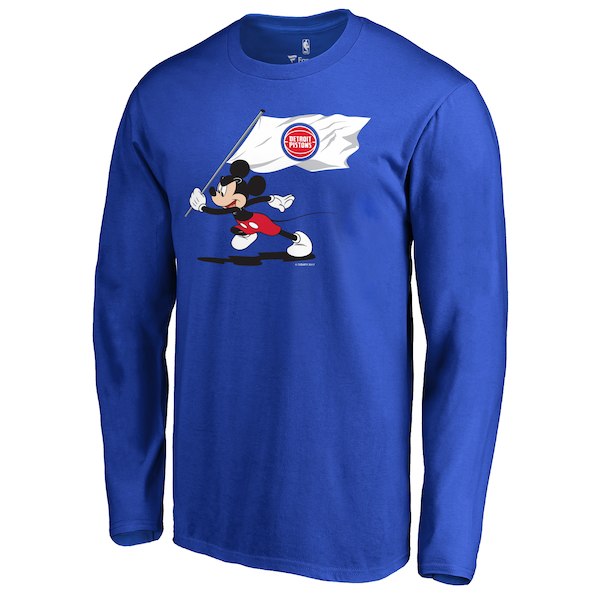 Men's Detroit Pistons Fanatics Branded Blue Disney Fly Your Flag Long Sleeve T-Shirt