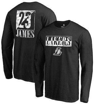 Men's Los Angeles Lakers 23 LeBron James Fanatics Branded Black Yin & Yang Name & Number Long Sleeve T-Shirt
