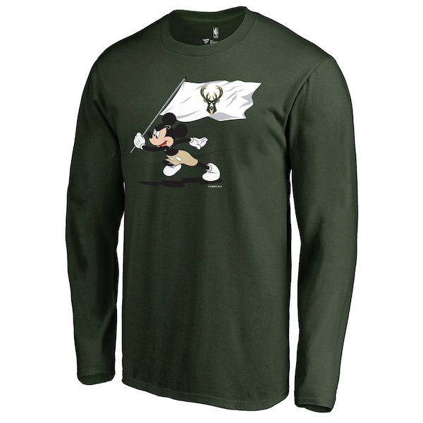 Men's Milwaukee Bucks Fanatics Branded Hunter Green Disney Fly Your Flag Long Sleeve T-Shirt