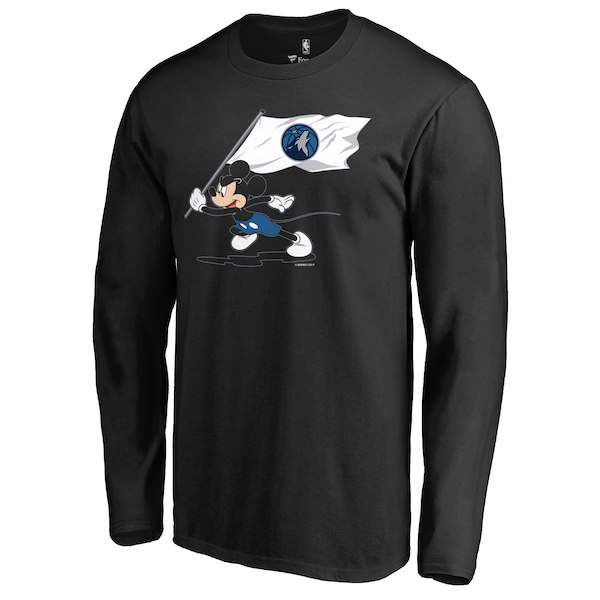 Men's Minnesota Timberwolves Fanatics Branded Black Disney Fly Your Flag Long Sleeve T-Shirt