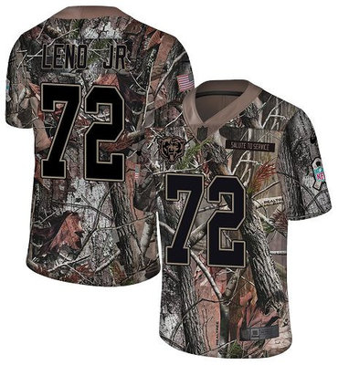 Men's Nike Chicago Bears #72 Charles Leno Jr Camo Stitched Football Limited Rush Realtree Jersey