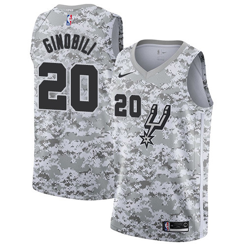 Men's Nike San Antonio Spurs #20 Manu Ginobili White Camo Basketball Swingman Earned Edition Jersey