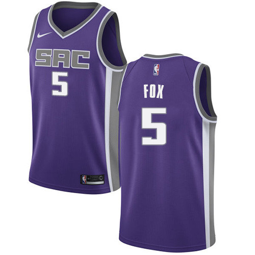 Women's Sacramento Kings #5 De'Aaron Fox Purple Basketball Swingman Icon Edition Jersey