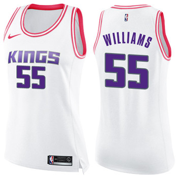 Women's Sacramento Kings #55 Jason Williams White Pink NBA Swingman Fashion Jersey