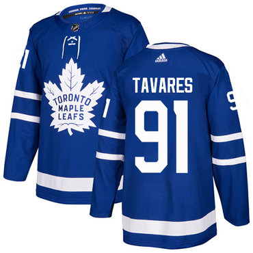 Youth Adidas Maple Leafs #91 John Tavares Blue Home Authentic Stitched NHL Jersey