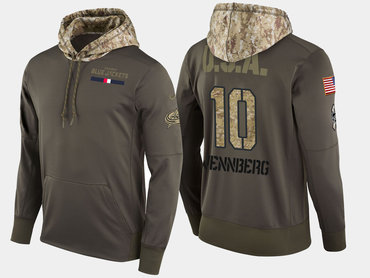 Nike Columbus Blue Jackets 10 Alexander Wennberg Olive Salute To Service Pullover Hoodie