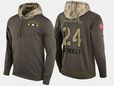 Nike Boston Bruins 24 Retired Terry O'reilly Olive Salute To Service Pullover Hoodie