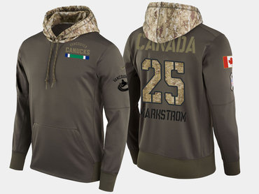 Nike Vancouver Canucks 25 Gacob Markstrom Olive Salute To Service Pullover Hoodie