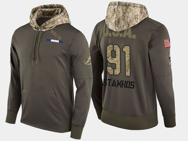 Nike Tampa Bay Lightning 91 Steven Stamkos Olive Salute To Service Pullover Hoodie