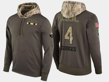 Nike Buffalo Sabres 4 Josh Gorges Olive Salute To Service Pullover Hoodie