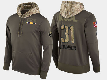 Nike Buffalo Sabres 31 Chad Johnson Olive Salute To Service Pullover Hoodie