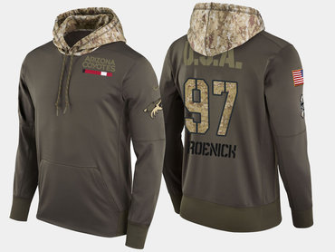 Nike Arizona Coyotes 97 Jeremy Roenick Retired Olive Salute To Service Pullover Hoodie