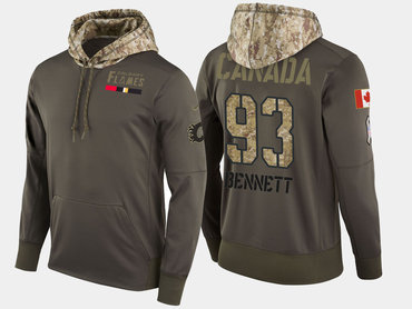 Nike Calgary Flames 93 Sam Bennett Olive Salute To Service Pullover Hoodie