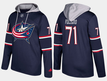 Adidas Columbus Blue Jackets 71 Nick Foligno Name And Number Navy Hoodie