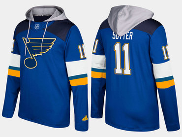 Adidas St. Louis Blues 11 Brian Sutter Retired Blue Name And Number Hoodie