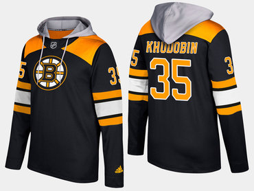Adidas Boston Bruins 35 Anton Khudobin Name And Number Black Hoodie