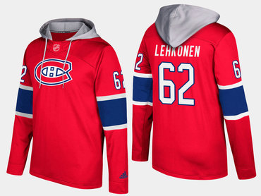 Adidas Montreal Canadiens 62 Artturi Lehkonen Name And Number Red Hoodie