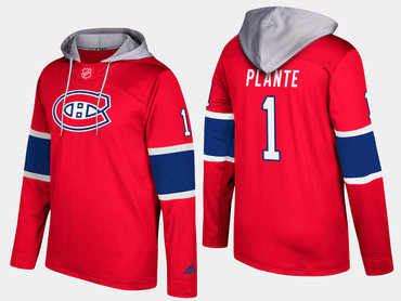 Adidas Montreal Canadiens 1 Jacques Plante Retired Red Name And Number Hoodie