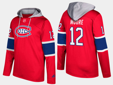 Adidas Montreal Canadiens 12 Dickie Moore Retired Red Name And Number Hoodie