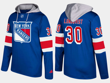 Adidas New York Rangers 30 Henrik Lundqvist Name And Number Blue Hoodie