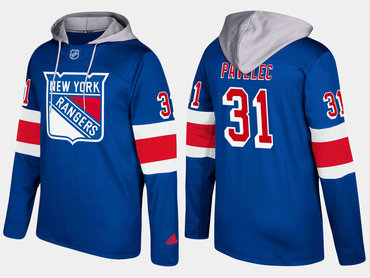Adidas New York Rangers 31 Ondrej Pavelec Name And Number Blue Hoodie