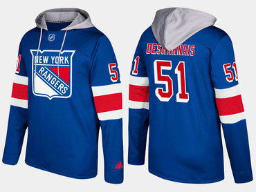 Adidas New York Rangers 51 David Desharnais Name And Number Blue Hoodie