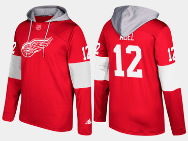 Adidas Detroit Red Wings 12 Sid Abel Retired Red Name And Number Hoodie