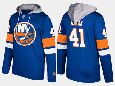 Adidas New York Islanders 41 Jaroslav Halak Name And Number Blue Hoodie