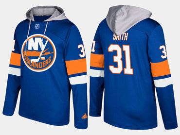Adidas New York Islanders 31 Billy Smith Retired Blue Name And Number Hoodie