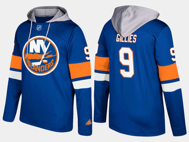 Adidas New York Islanders 9 Clark Gillies Retired Blue Name And Number Hoodie